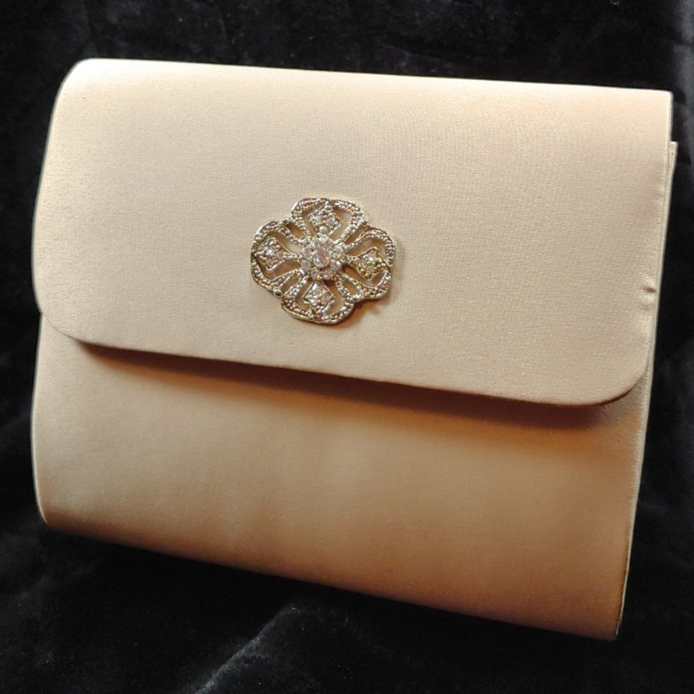 Ivory/Beige/Off White Satin Evening Bag